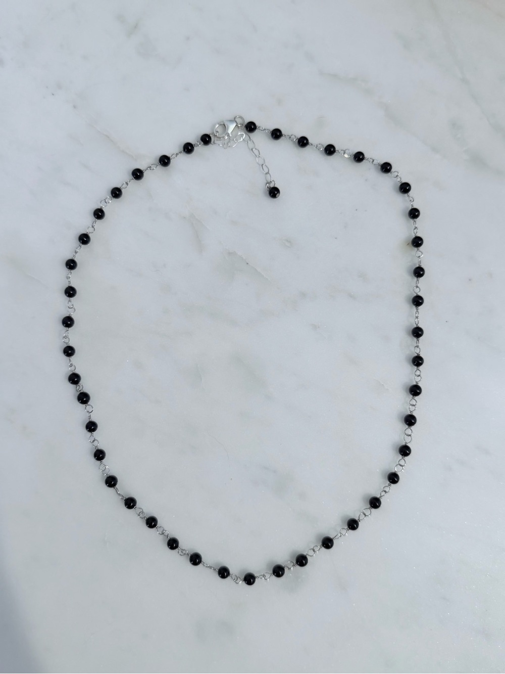 Delicate Beaded Onyx Necklace